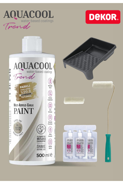Aquacool Trend Su Bazlı Akrilik Hobi Boya 500 ml Rulo Katalizör Boyacı Tavası Hibrit Dönüşüm Boyası Seti Ral 7032