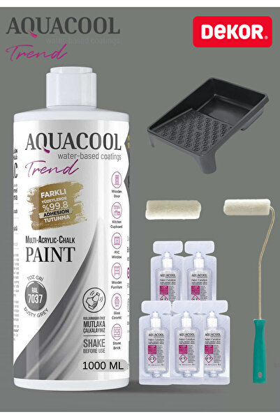 Aquacool Trend Su Bazlı Akrilik Hobi Boya 1000 ml Rulo Katalizör Boyacı Tavası Hibrit Dönüşüm Boyası Seti Ral 7037