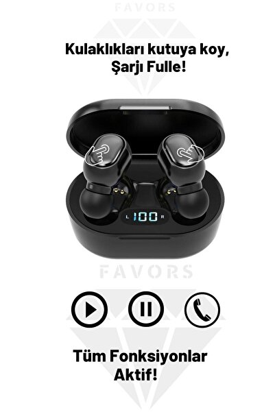 Favors E7s Dots Bluetooth Kulaklık Extra Bass Hd Ses Çift Mikrofon Universal Kablosuz Kulaklık
