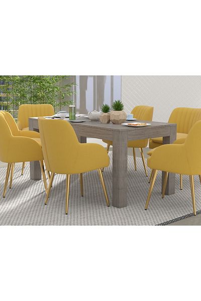 Mahmayi 6-Seater Wooden Dining Table for Kitchen, 160cm, Grey Brown Whiteriver Oak Finish