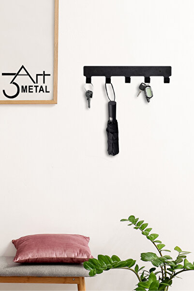 3art Metal Demir Banyo Askısı - Duvara Monte Havlu ve Elbise Askısı 5 Kancalı