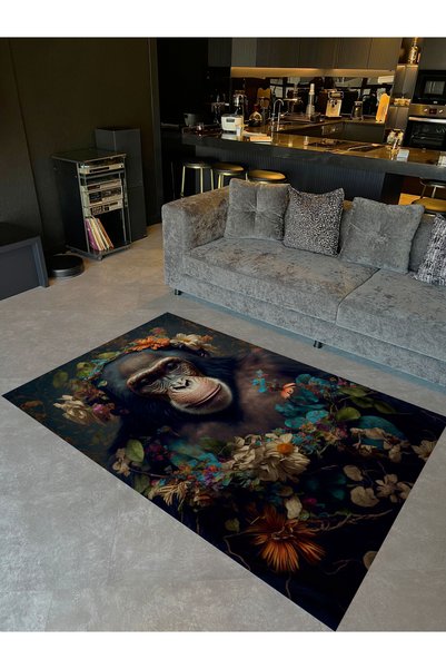 Rugs Modern Halı Sun Collection Flower Detailed Monkey Patterned Woven Base M...