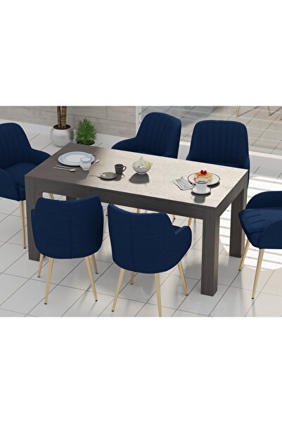 Mahmayi 6-Seater Wooden Dining Table for Kitchen, 160cm, Anthracite Jura Slate Finish
