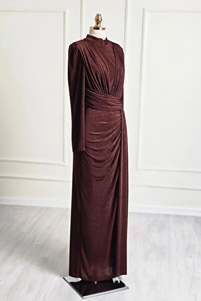 Yonca Moda Evi Bakır Drapeli Abiye 4901