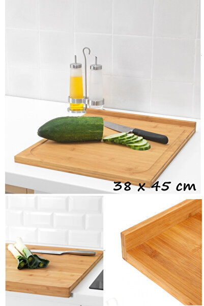 Duffa لوح تقطيع مزخرف بحواف من الخيزران، لوح تقطيع كبير الحجم