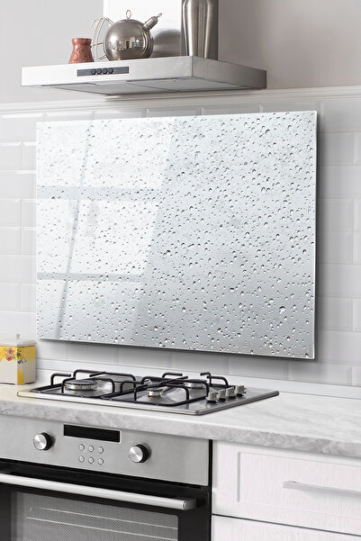 FatiFat Premium Mutfak Cam Ocak Arkası Koruyucu | Damla Desen