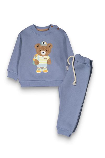 baby flamindo Baby Flamindo Plush Bear Embroidered 3 Yarn Baby Boy Suit