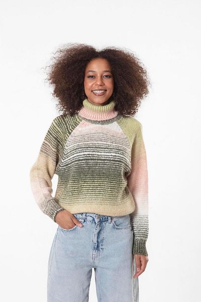 Figo Turtleneck Raglan Sleeve Ribbed Knitwear Sweater