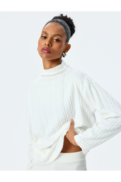 Koton Stand Collar Long Sleeve Basic Knitwear Sweater