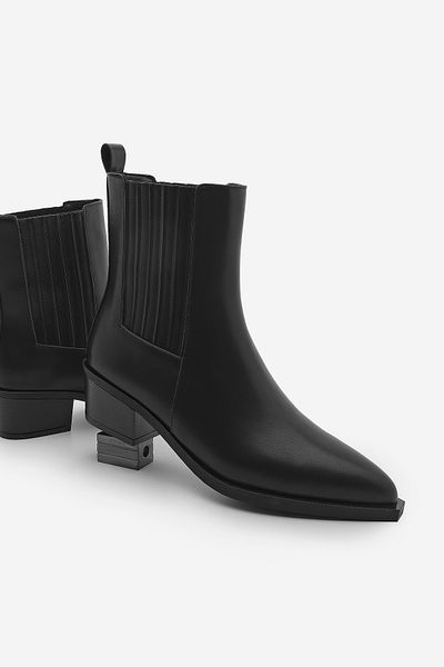 Marjin Losya Black Women's Casual Boots - Pointed Toe and Thick Heel