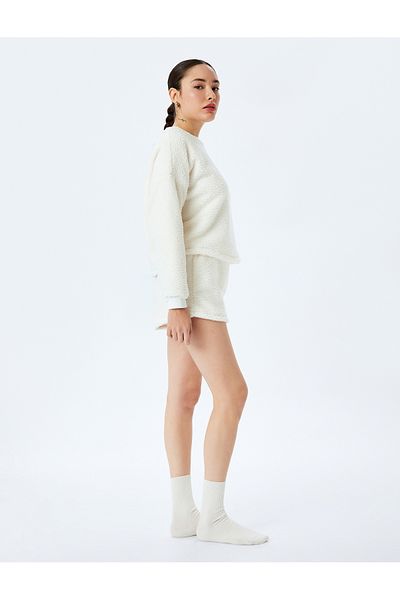 Koton Elastic Waist Plush Mini Shorts Pajama Bottoms