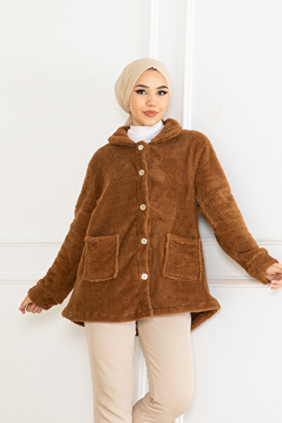 BURCU TESETTÜR Cardigan de pluș cu buzunar dublu BRC2202