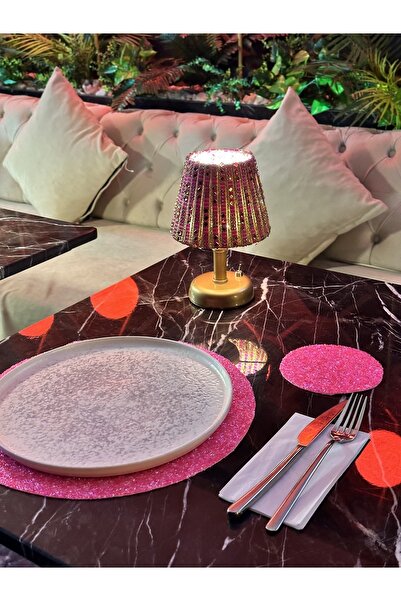 fey atelier 2 Li Pembe Yuvarlak Supla 2 Adet Bardak Altlığı