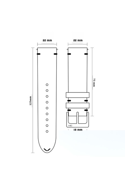 RODER R4102W Leather Strap - Black - White - 22mm