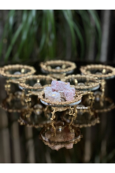 PAMUK HOME Footed Daisy Gold Turkish Delight Bowl