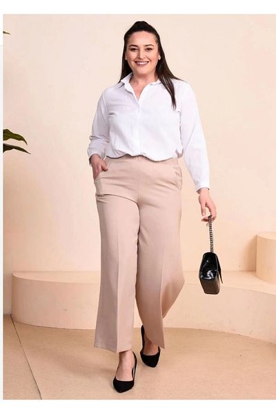 kaes giyim Elastic Fabric Trousers Women's Baggy Paca