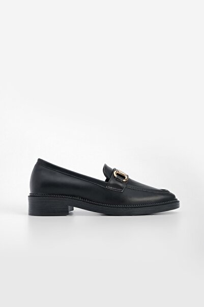 Marjin Kadın Loafer Makosen Casual Tokalı Günlük Ayakkabı Tonyas Siyah