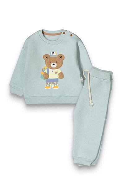 baby flamindo Baby Flamindo Plush Bear Embroidered 3 Yarn Baby Boy Suit