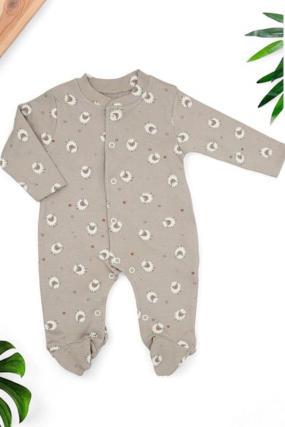 voyyo kids baby Baby Girl Sleeping Lamb Printed Jumpsuit with Booties 0-3-6-12 Months