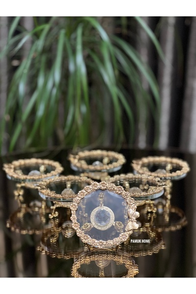 PAMUK HOME Footed Daisy Gold Turkish Delight Bowl