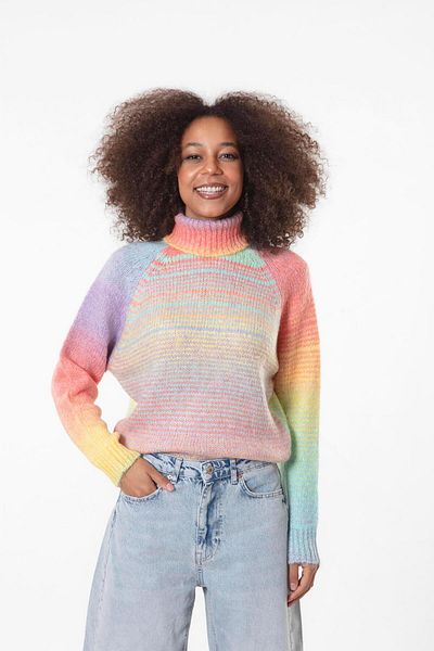 Figo Turtleneck Raglan Sleeve Ribbed Knitwear Sweater