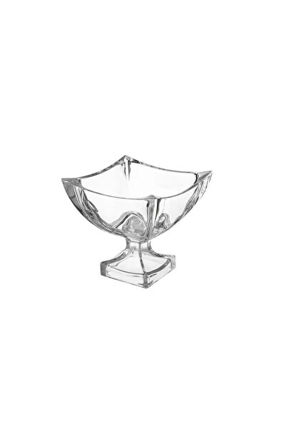 Dania Square glass dessert and nut serving plate with base 15*13.5 cm