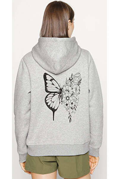kahire Γυναικείο φούτερ Oversize Floral Butterfly Μαύρο