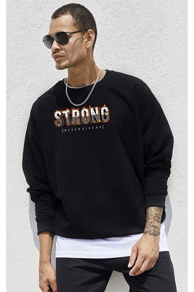 Frisson Strong Printed Oversize Hooded Tracksuit Set - Sweatshirt Jogger