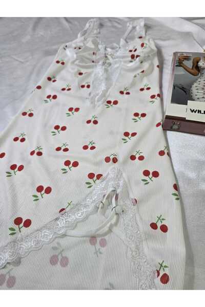 Wild Wake Dantel Kalp Kasesuar Detaylı Şık Penye Gecelik