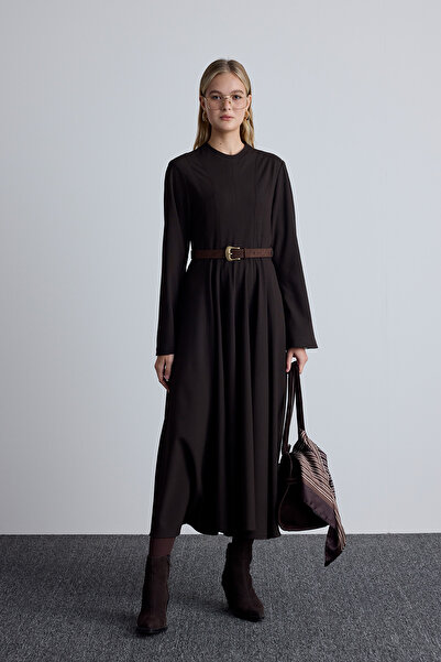 Manuka Klassischer, braun gemusterter Halstuch aus Satin