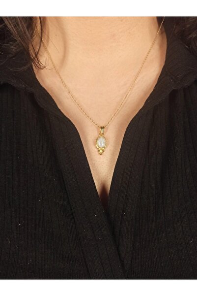 TREND 925 ayar gümüş ay taşı kolye, doğal taş kolye, gümüş kolye, hediye kolye