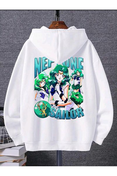ARC Shoping Суитшърт с щампа BOOTLEG SAILOR PLUTO от 3 прежди и релеф - черен, унисекс, голям размер, с качулка