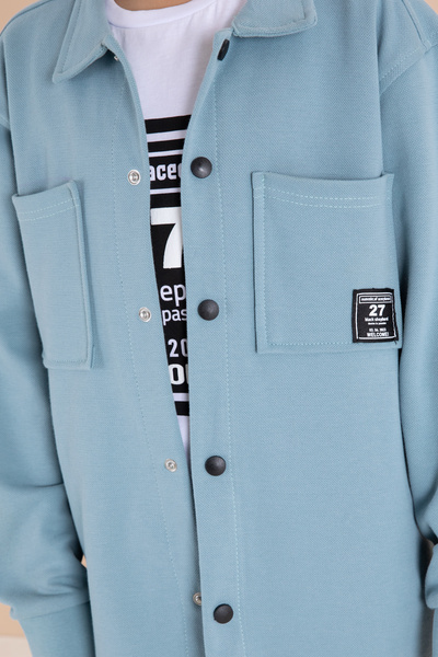 Cansın Mini Αγόρι 3 τεμαχίων κοστούμι με μπλε εμπριμέ πουκάμισο και τζιν παντελόνι 19995