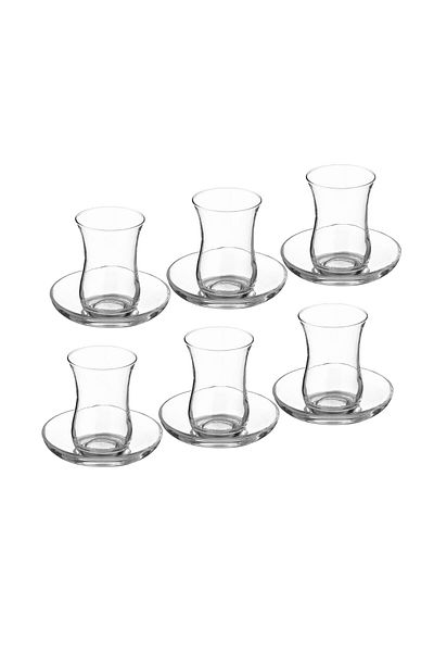 Pasabache Turkish glass tea set consisting of 6 cups + 6 saucers
