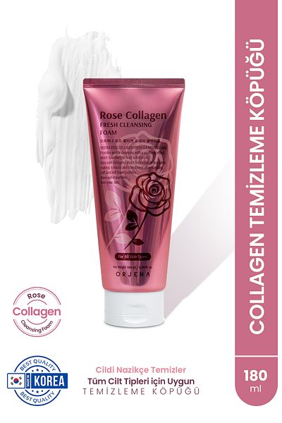 Orjena Rose Collagen Foam Collagen Extract Moisturizing Anti-Aging Facial Cleansing Foam - Repairing - 180ml