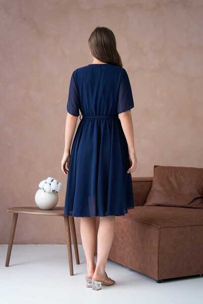 CİXAPLE Short Sleeve Straight Chiffon Dress
