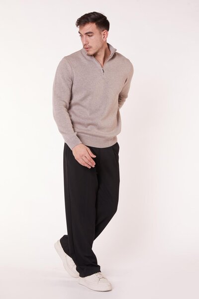 BRACCAS Erkek Pileli Dökümlü Geniş Paça Siyah Baggy Pantolon