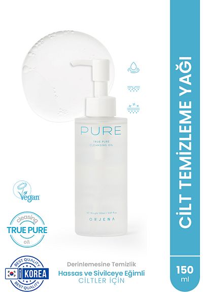 Orjena True Pure Cleansing Oil - Vegan Moisturizer, Anti-Dryness Oil Based Facial Cleanser 150ml