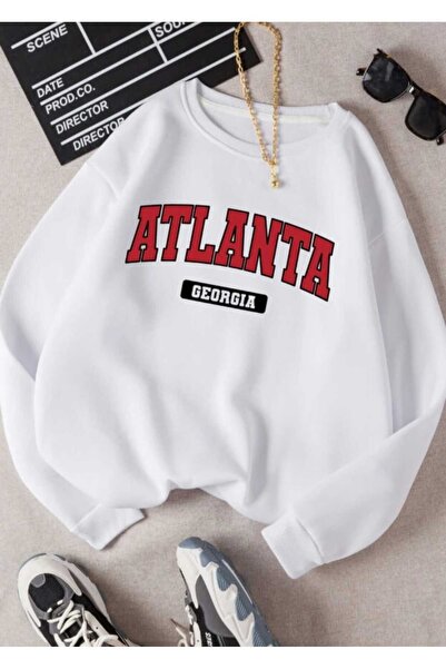 donamod WHITE CREW COLLAR OVERSIZE UNISEX SWEATSHIRT