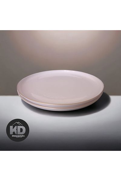 Kütahya Porselen Gold Gilded Moderna 2-Piece Serving Breakfast Plate 27 cm