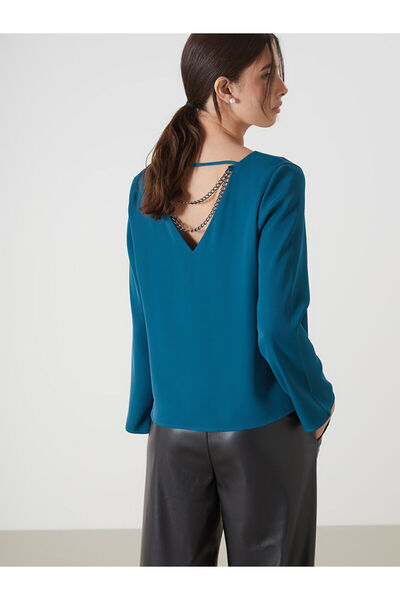 LC Waikiki Green V-Neck Women's Blouse