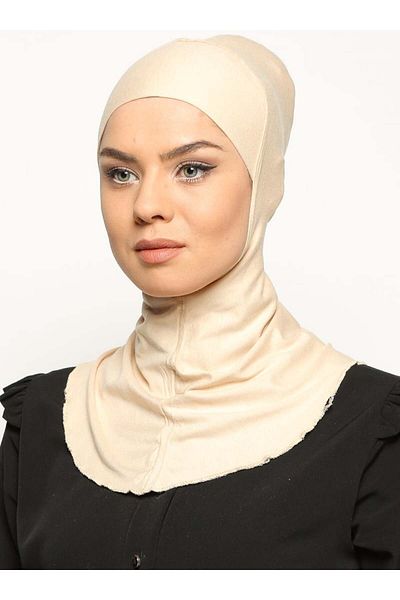 Ecardin Boneta Hijab cu guler de culoare bej
