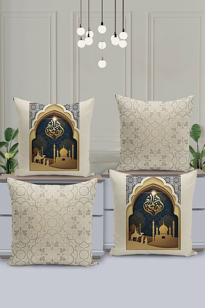 Filamente Set de huse de pernă cu model special Ramadan din 4 piese - imprimate digital pe două fețe
