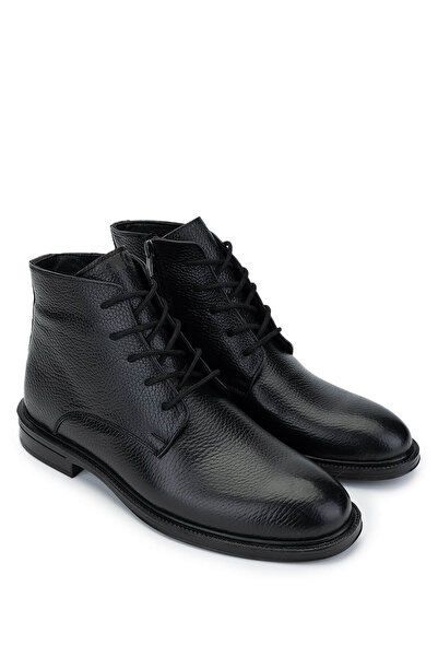 Tamer Tanca Erkek Hakiki Deri Siyah Floter Casual Bot