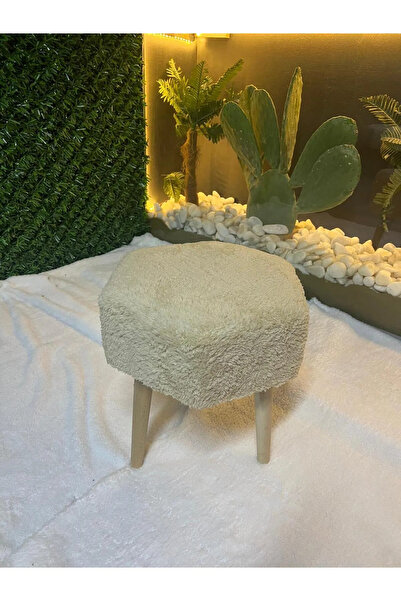 Genel Markalar Gürgen Ahşap Ayak Gri Teddy Kumaş Pofidik Tedy Handmade Altıge...