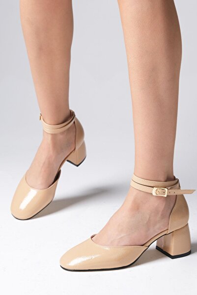 Mio Gusto Ida Skin Color Thick Heeled Women's Shoes
