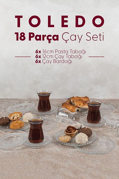 Fhilli Toledo 18 Piece Glass Cake Serving Tea Set