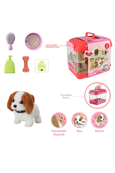 Vardem Hareketli Köpek ve Işıklı Sesli Şeffaf Kafes Seti