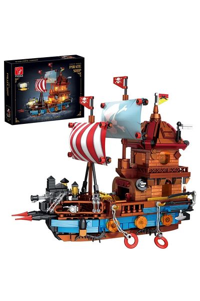 BUILDING BLOCK 916 Pieces Lighted Pirate Ship Building Blocks - 6 Years Old Pirates of the Caribbean Pirates Model Kit Gift