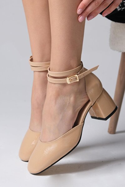 Mio Gusto Ida Skin Color Thick Heeled Women's Shoes